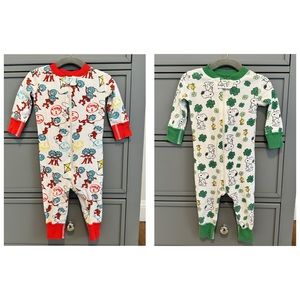 HANNA ANDERSSON PEANUTS AND DR. SEUSS BABY ZIP SLEEPERS SIZE 6-12 MONTHS